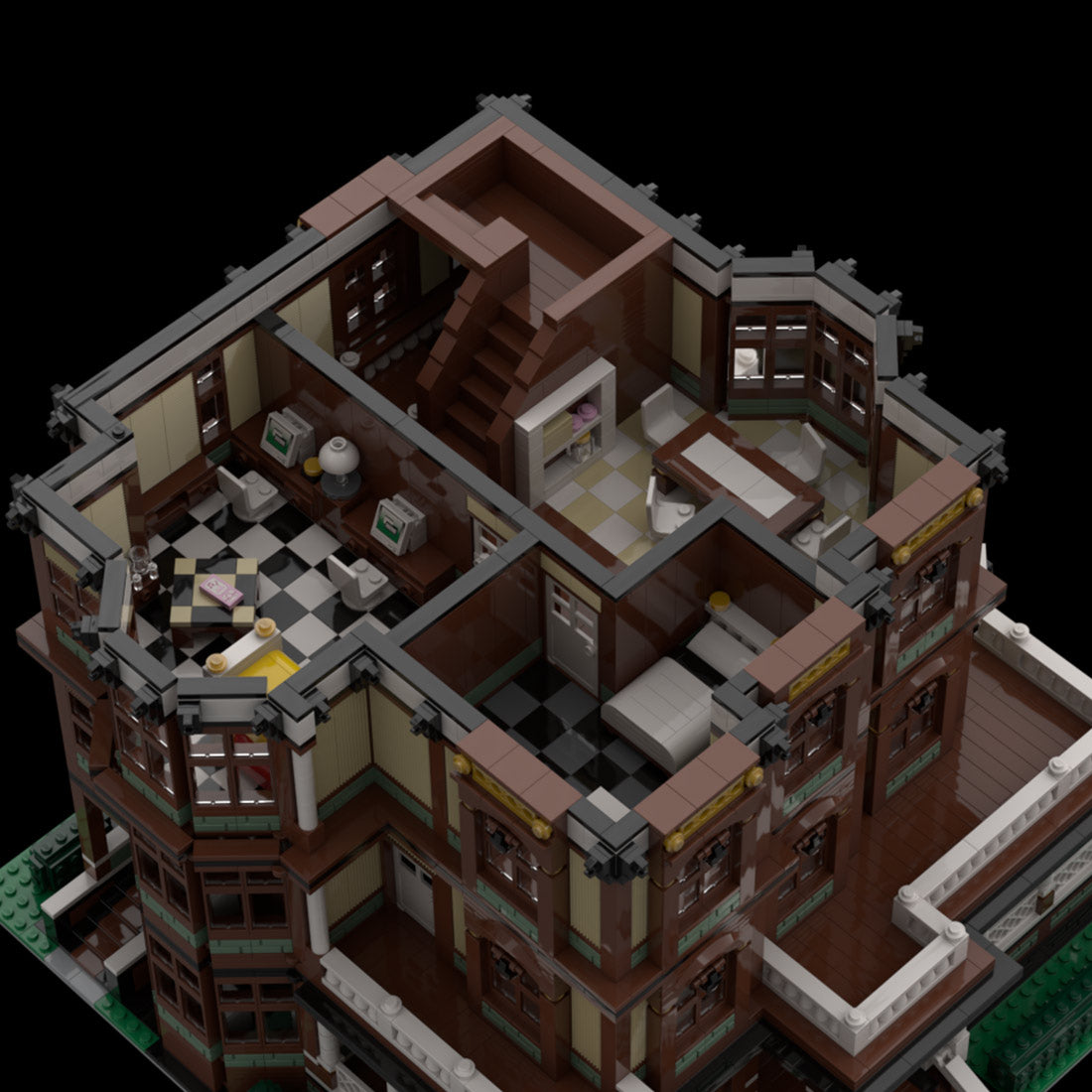 Queen Anne Haus Große bolivianische Architektur-Straßenszene Bausteine von Soar Brick