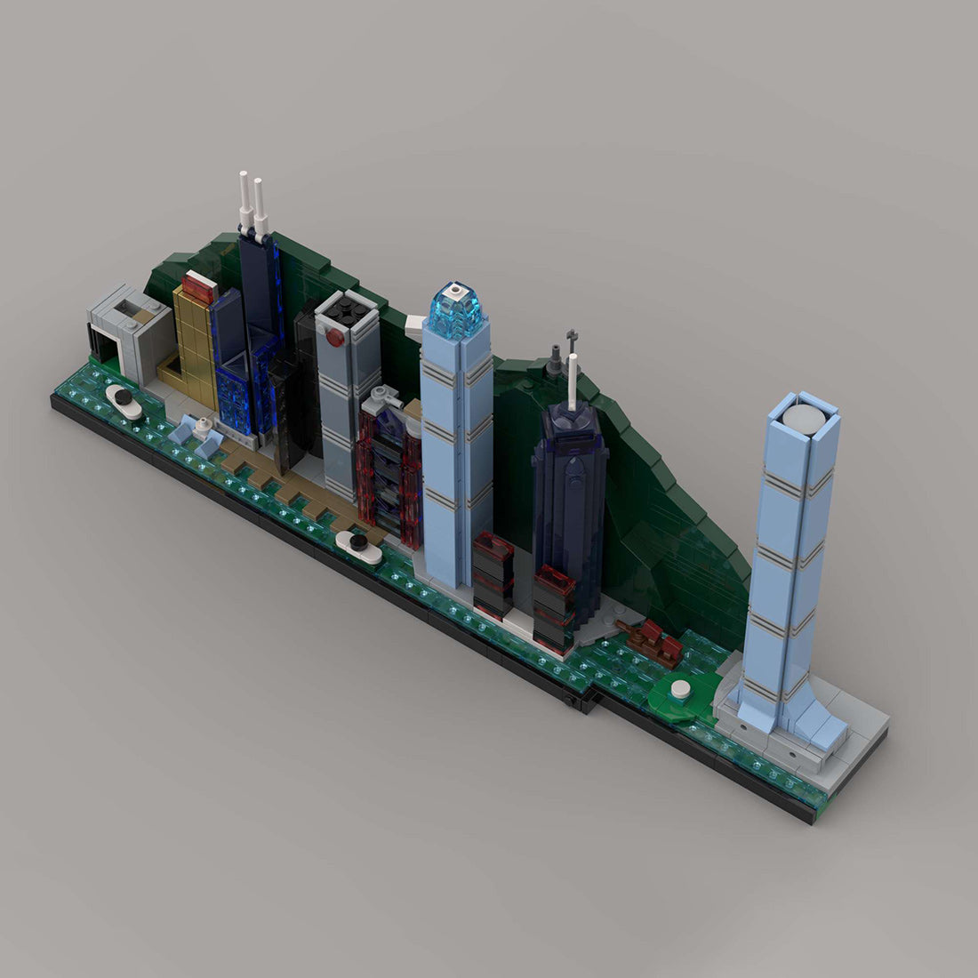 street scene moc hongkong city skyline building blocks set(1101pcs)