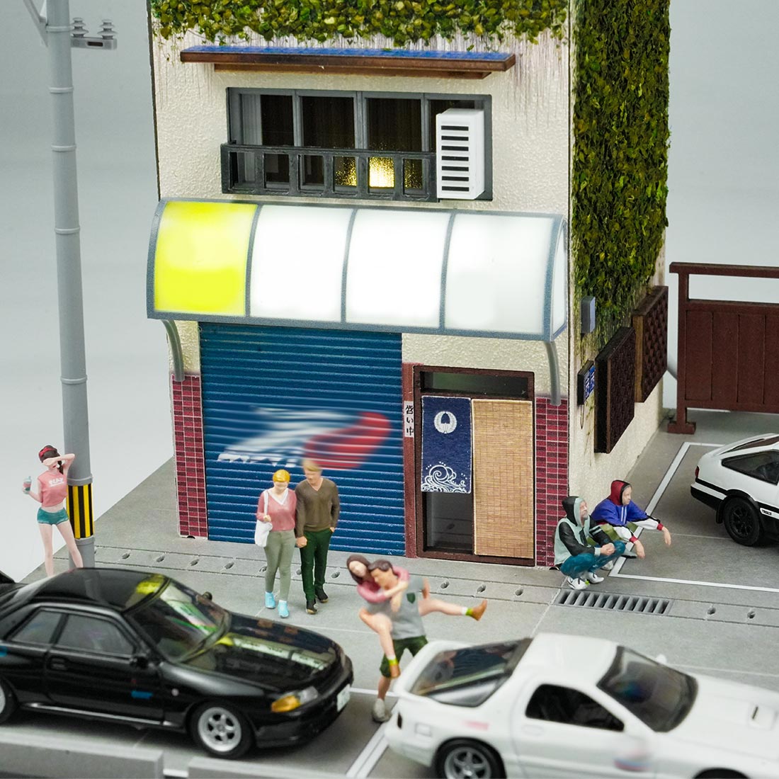 1/64 Scale Tofu Shop Diorama Building Scene Model with Parking Area
