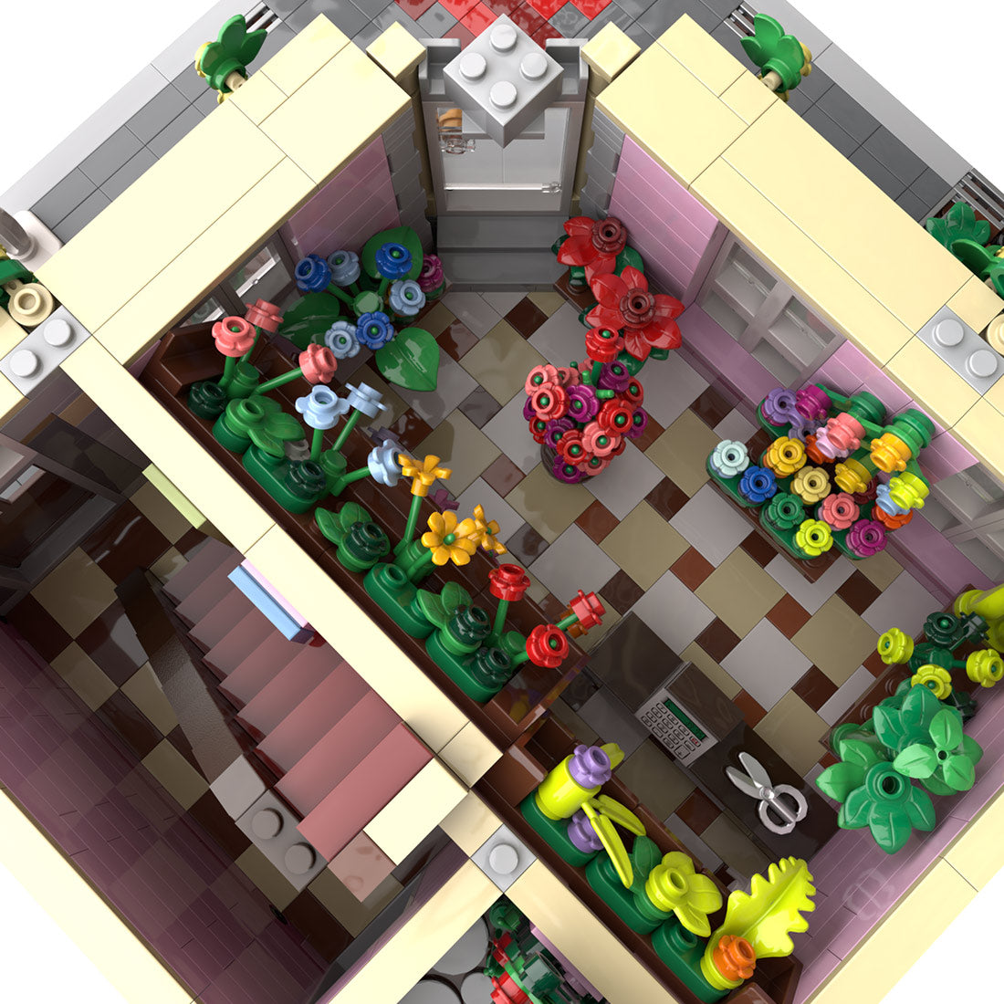european town flower shop modular building blocks collection