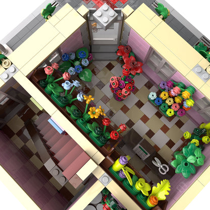 european town flower shop modular building blocks collection