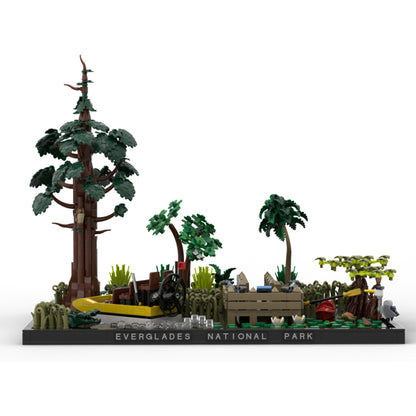 everglades wetland diorama moc display model abs building blocks 
