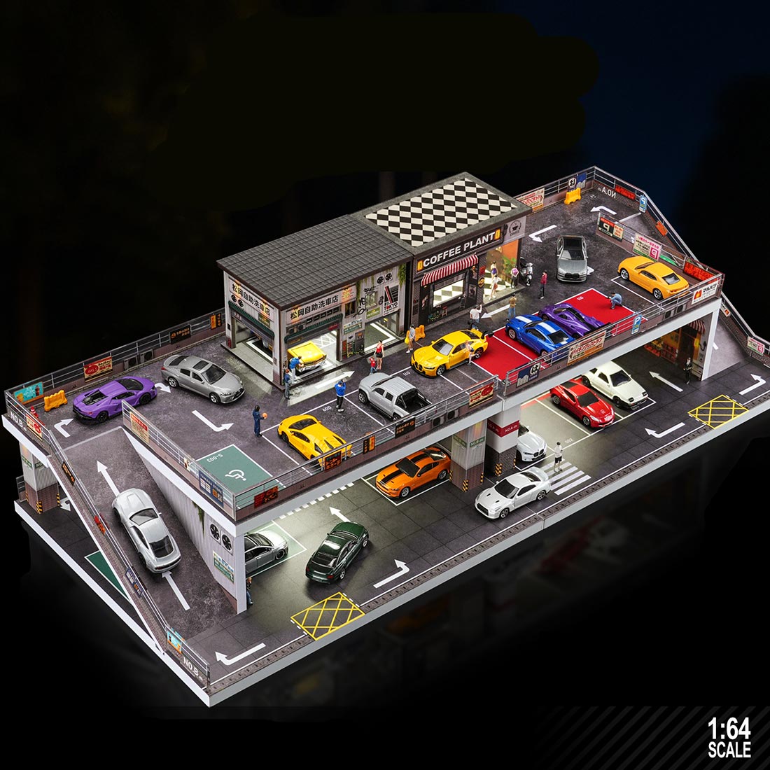 1/64 scale parking garage car wash diorama building scene model