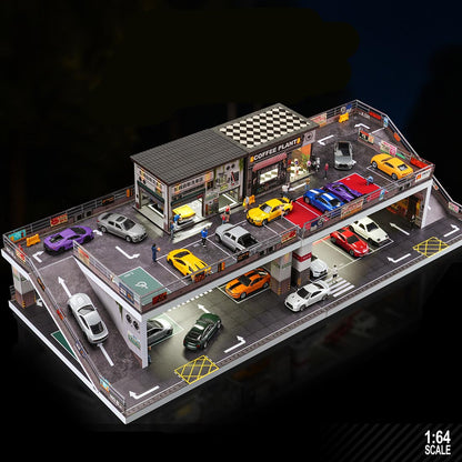1/64 scale parking garage car wash diorama building scene model