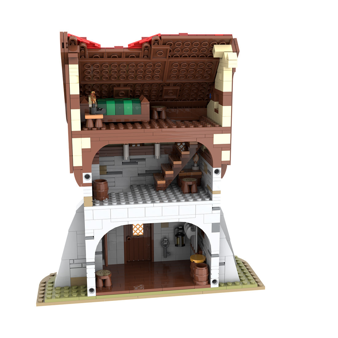 moc-212258 medieval tower building blocks set (2890pcs)