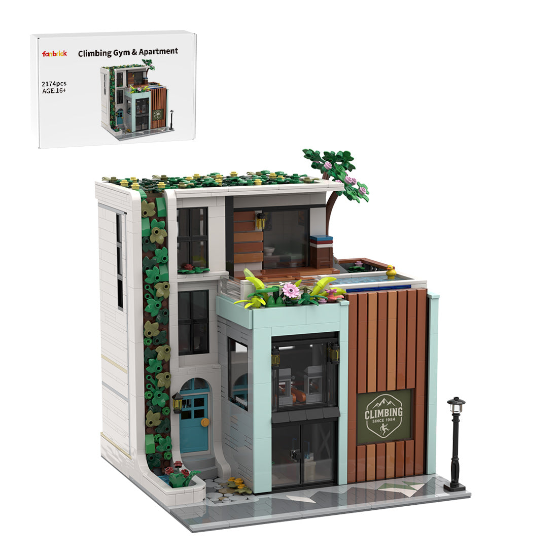 moc-239743 modern climbing gym & apartment building blocks set(2174pcs)