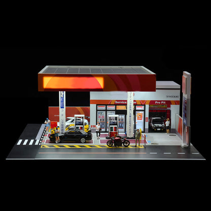 1/64 Scale Japanese Gas Station Diorama Building Scene Model