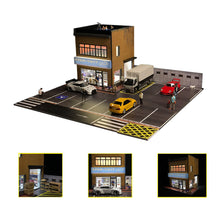 1/64 scale model shop diorama building scene model with parking area