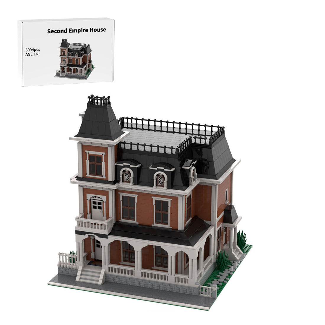second empire house large architectural street scene building blocks