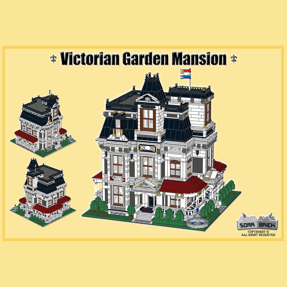 Viktorianische Garten-Villa, großes Baustein-Set im bolivianischen Architektur-Stil, von Soar Brick