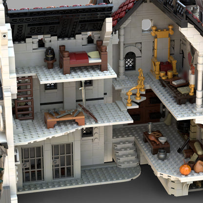 fantasy medieval castle building blocks model opening fortress with detailed interior