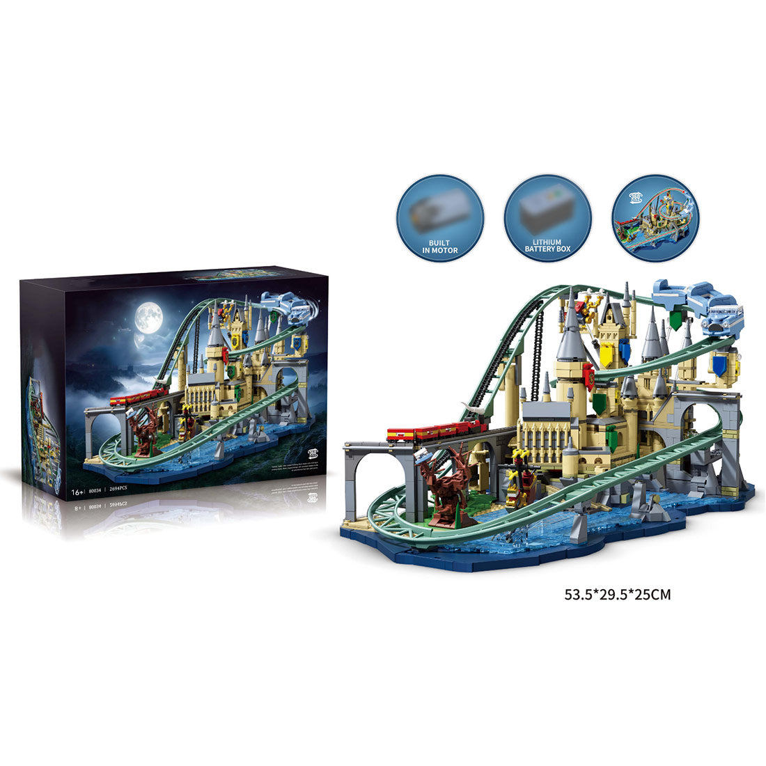 Sci-Fi Electric Motorized Castle Roller Coaster Building Block