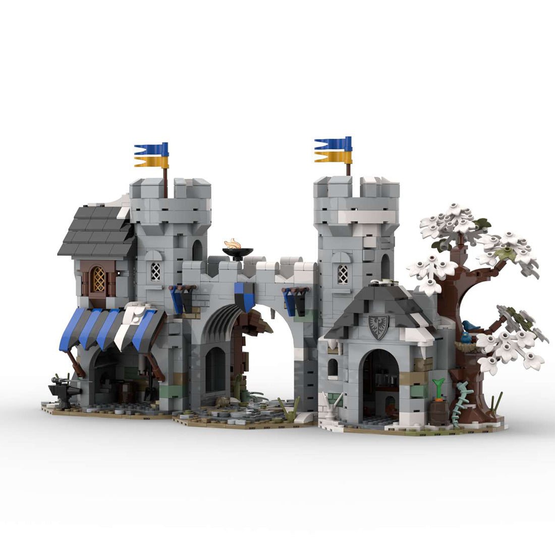 moc-237647 black falcon castle gate building blocks set(1412pcs)