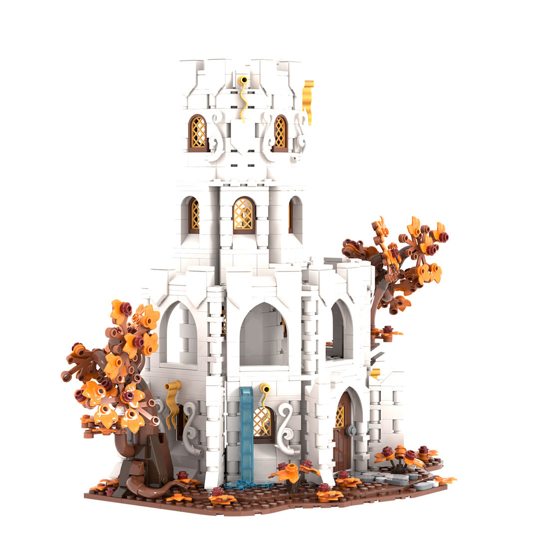 moc-233345 white wizard’s tower building blocks set (1470pcs)