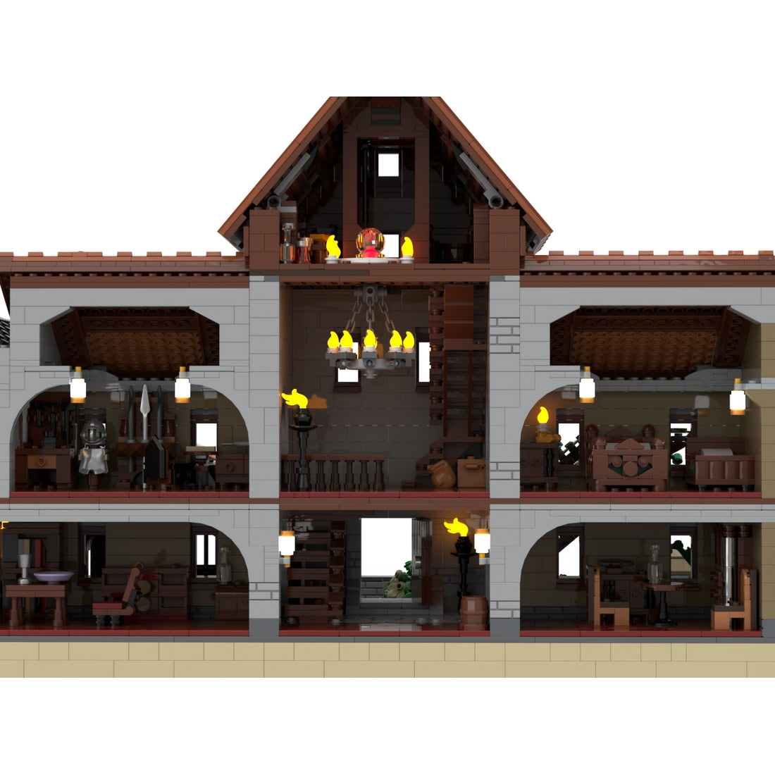 large medieval manor building block model