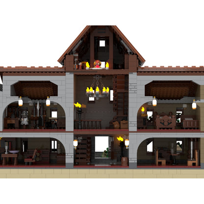 large medieval manor building block model