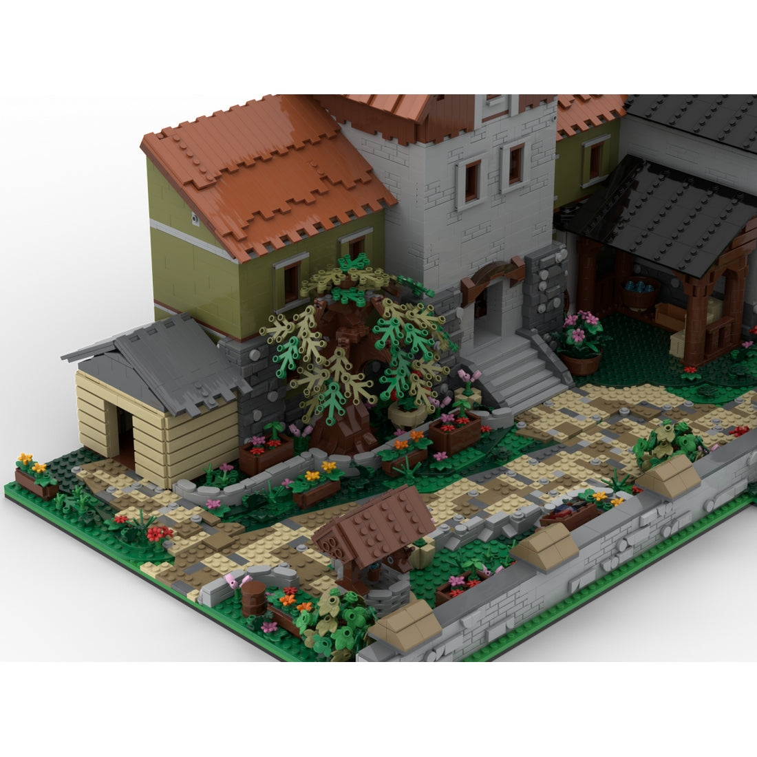 large medieval manor moc building set