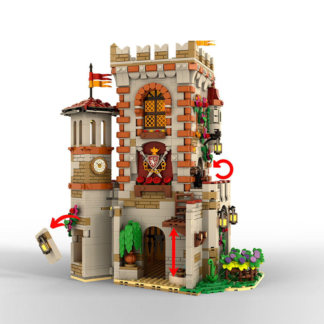 medieval castle moc building blocks, valley castello fortress model