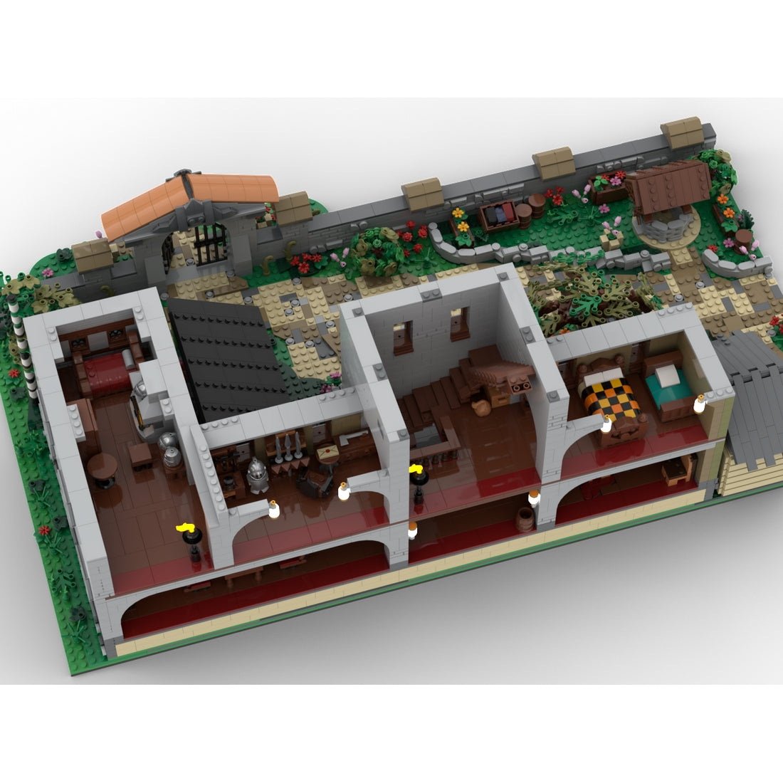 medieval manor architectural building set