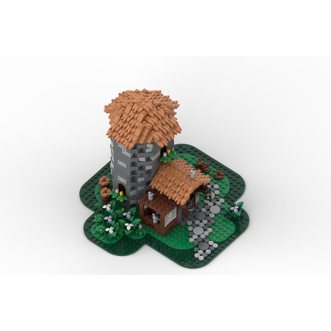 medieval village house building block set