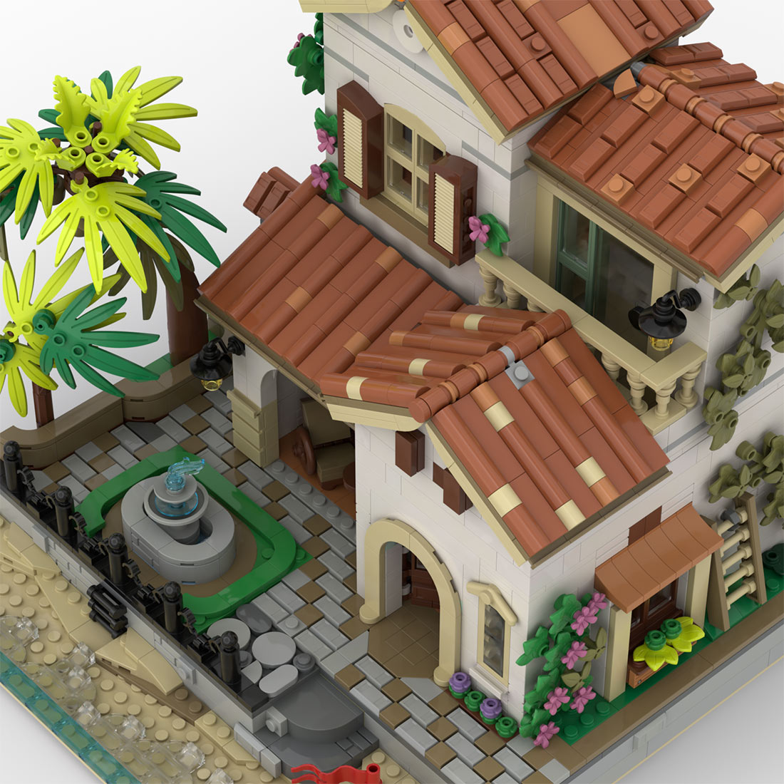 mediterranean architecture building blocks set, coastal residence model