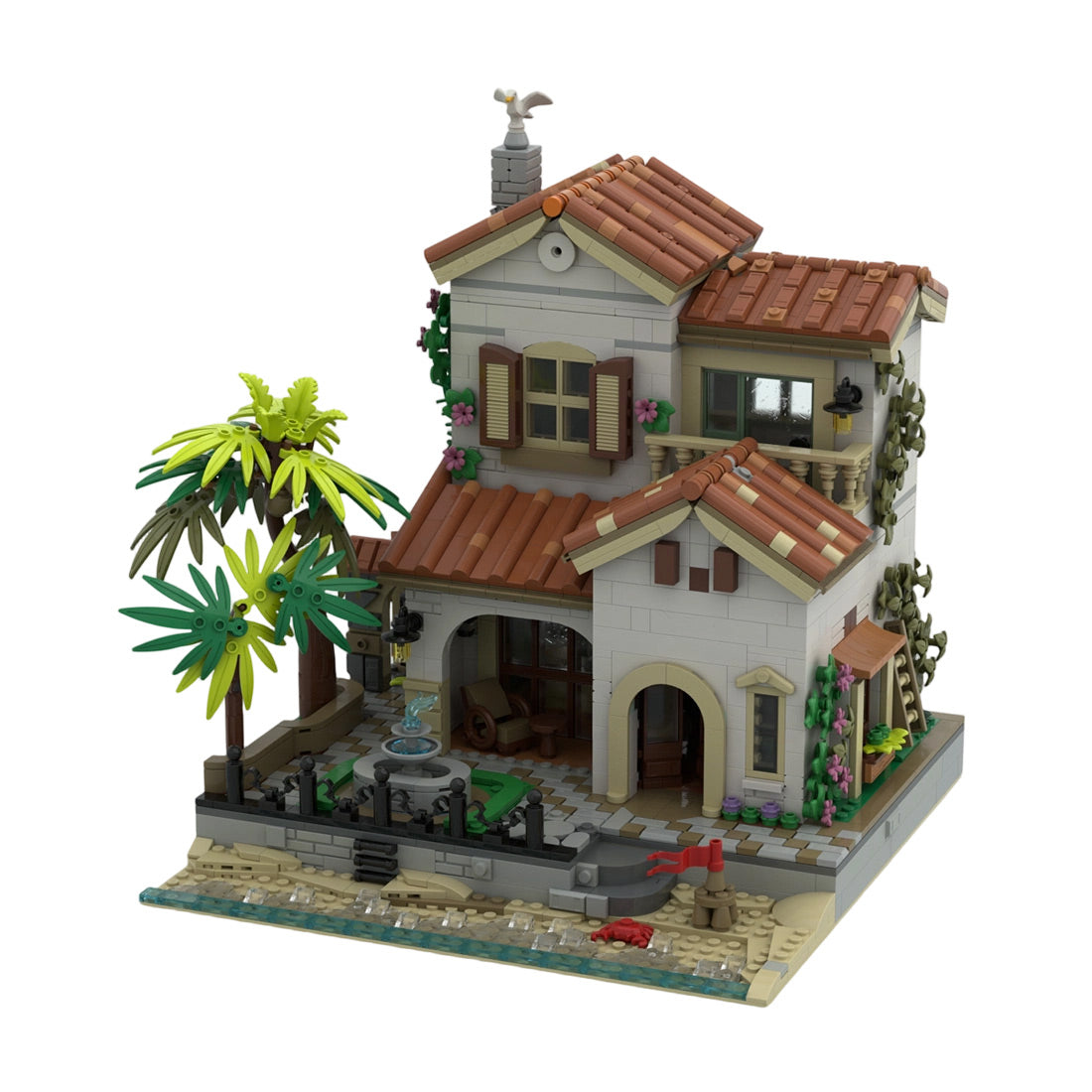 mediterranean coastal house building blocks set