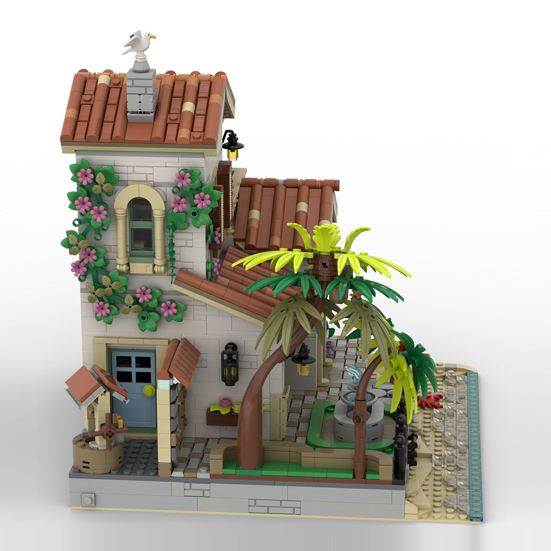 mediterranean house building blocks model, riviera coast residence