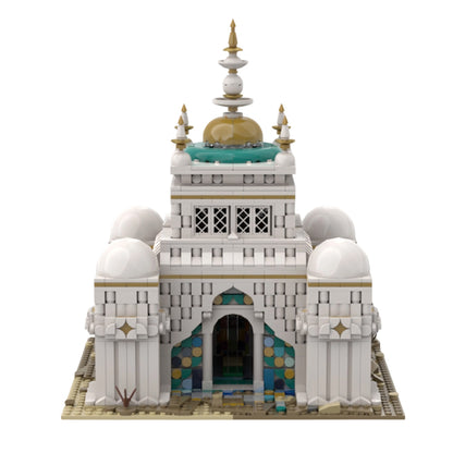 moc-120253 islamic mosque architecture building blocks model with golden domes