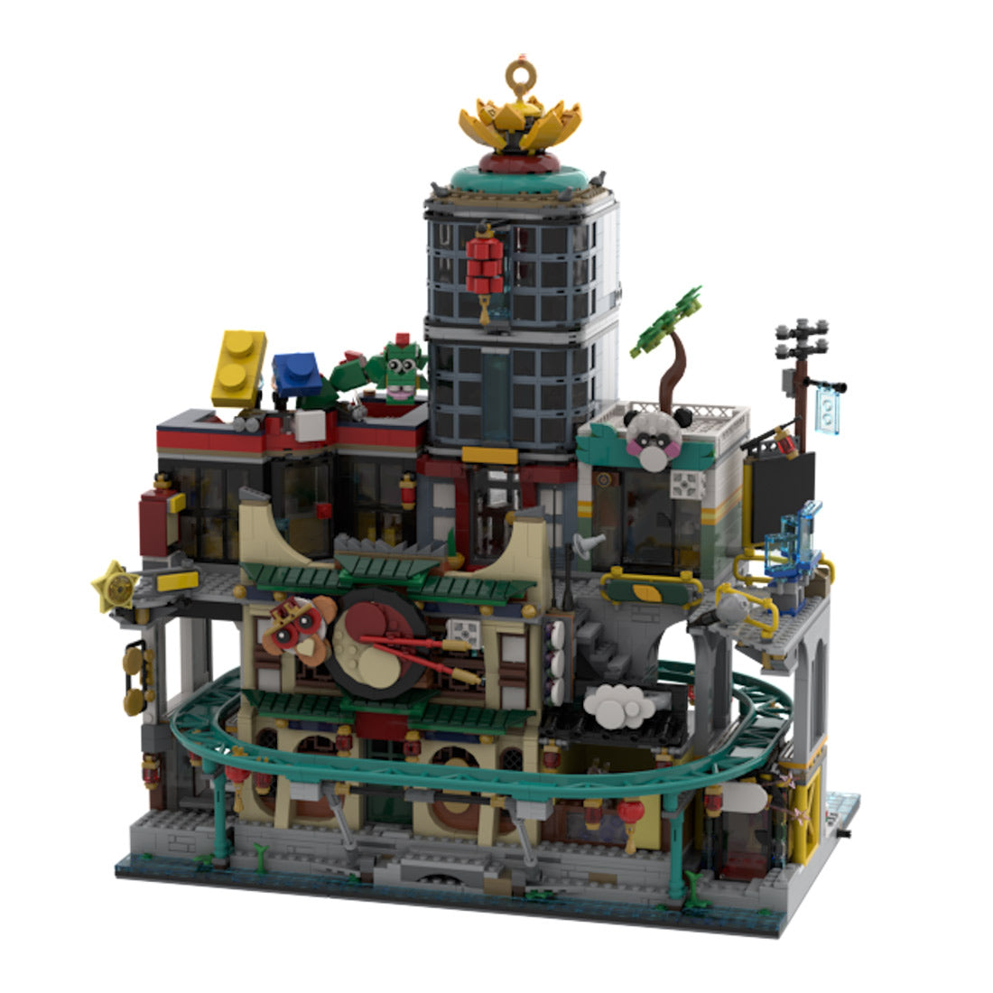 moc-154224 east asian street view modular building blocks architecture model