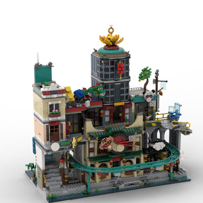 moc-154224 east asian town street view building blocks with noodle shop and storefronts