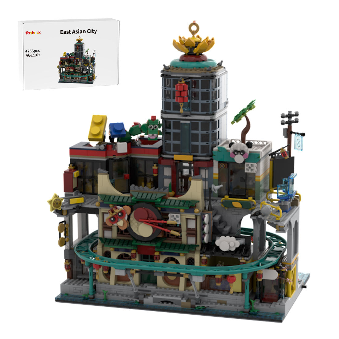 moc-154224 east asian urban street view building blocks set with modular city shops