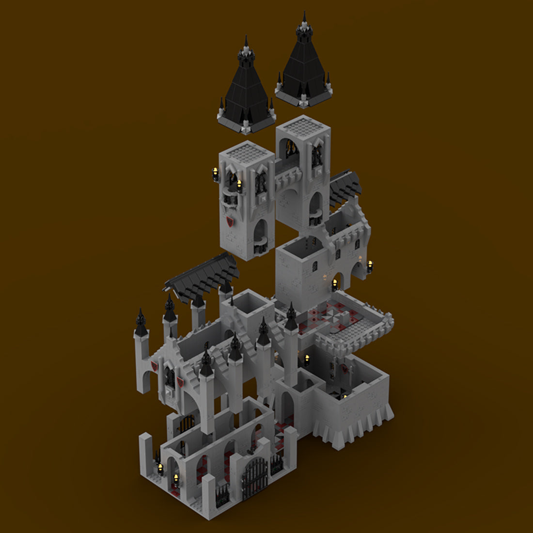 moc-186929 medieval gothic horror castle building blocks set 3154pcs