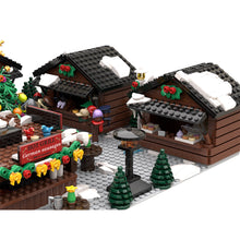 moc-201458 christmas market building blocks set festive holiday village display model