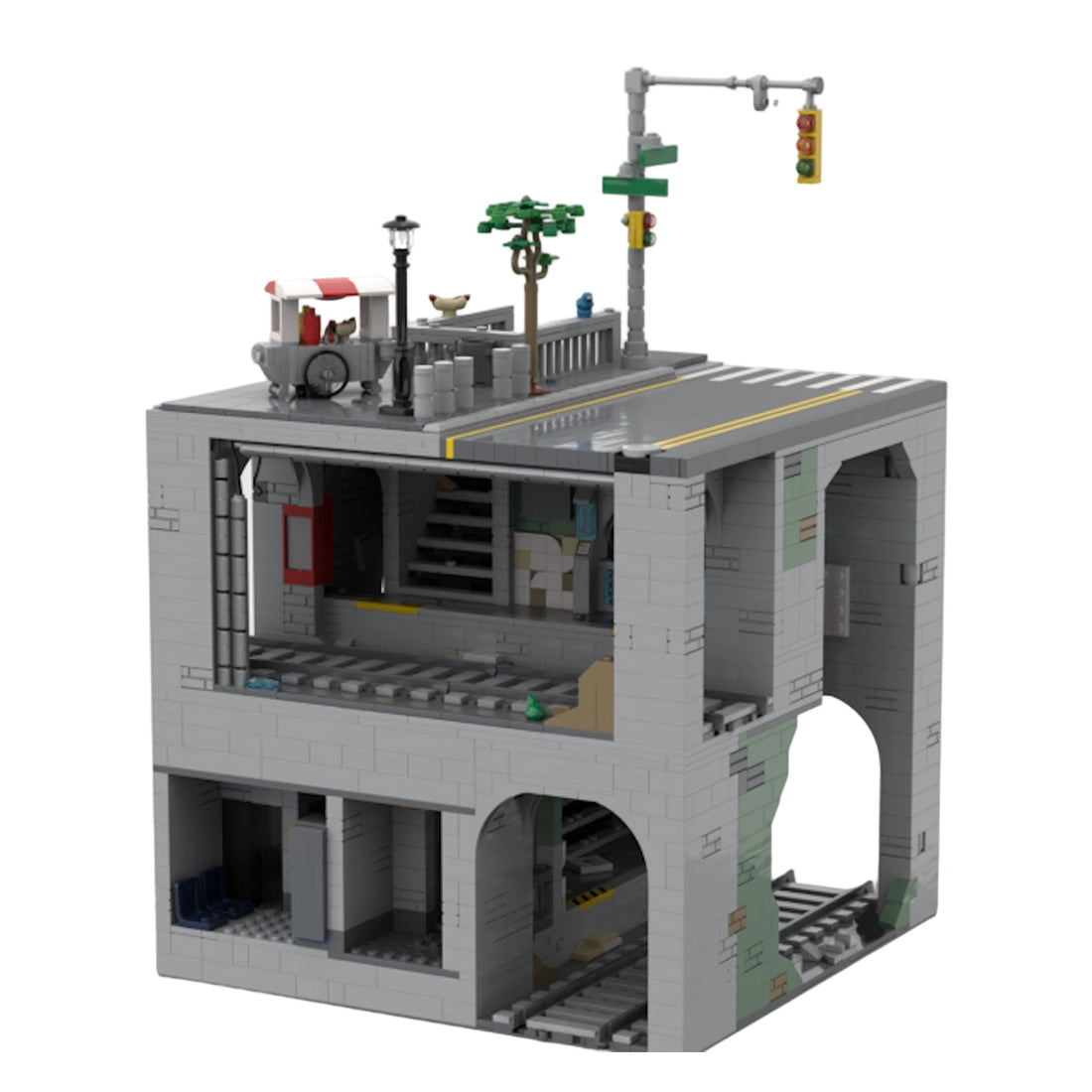 moc-218232 new york subway station modular building blocks set