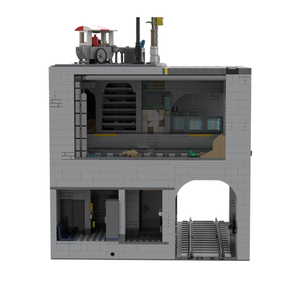 moc-218232 urban transit station modular building blocks with subway track