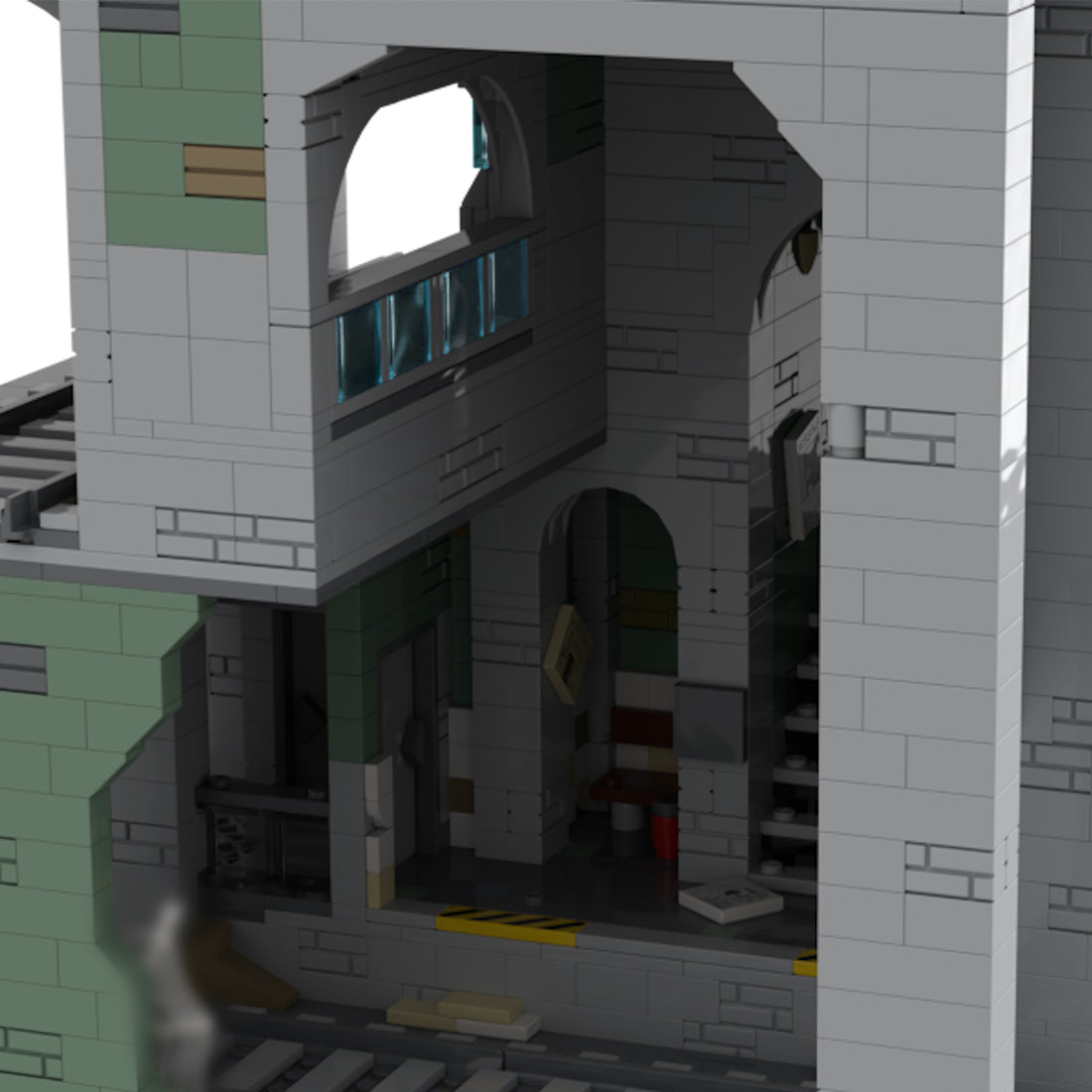 moc-218232 urban underground station building blocks model