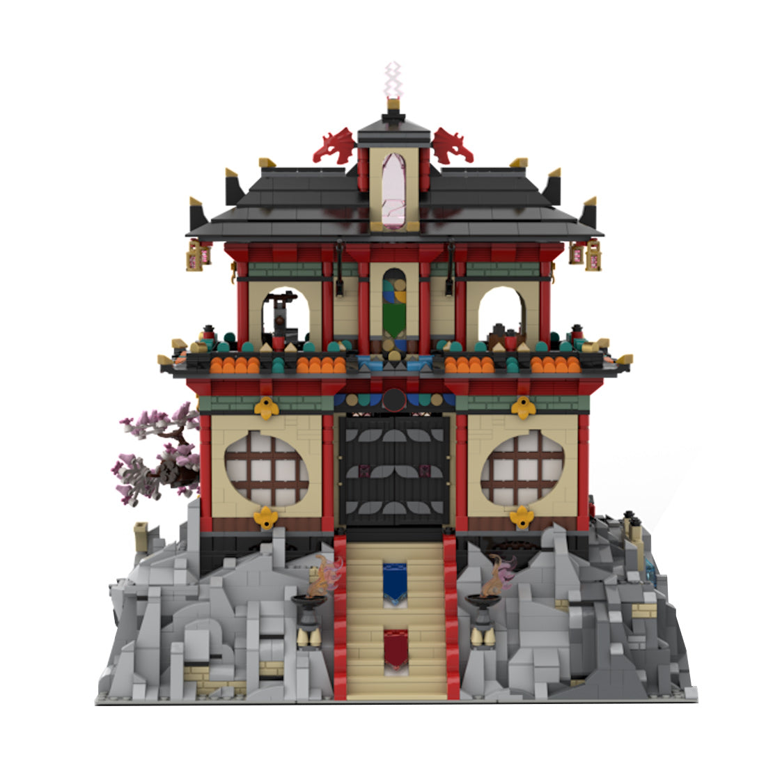 moc east asian shrine tower building blocks set traditional asian architecture display model