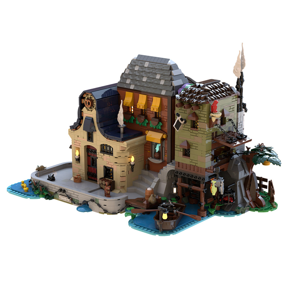 moc waterfront city building blocks set old town wharf modular architecture model by bmyhran