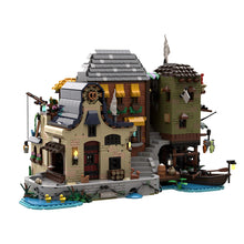 old town wharf moc building blocks set with hinged opening design waterfront architecture model
