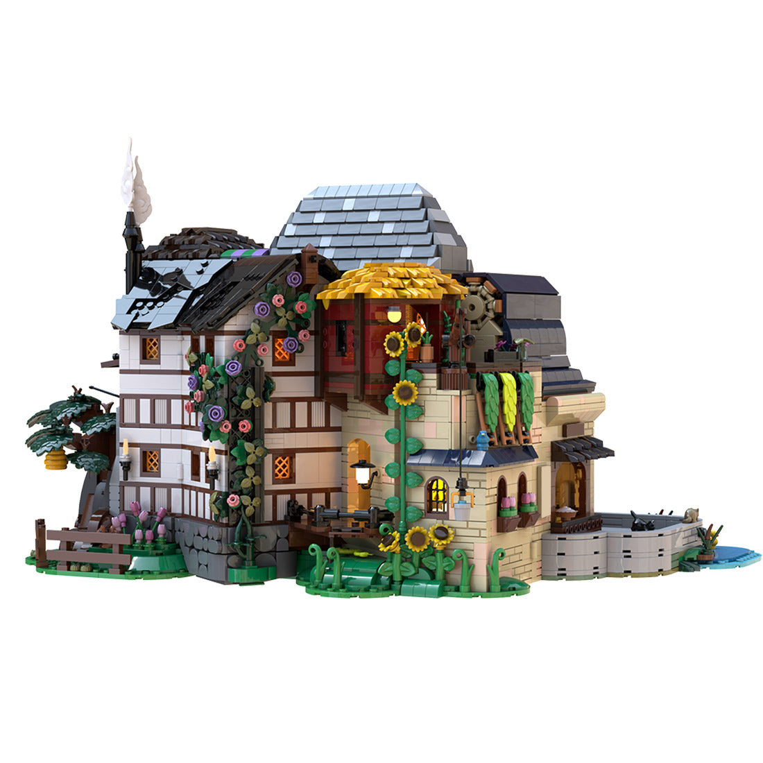 old town wharf modular building blocks street view city architecture display model