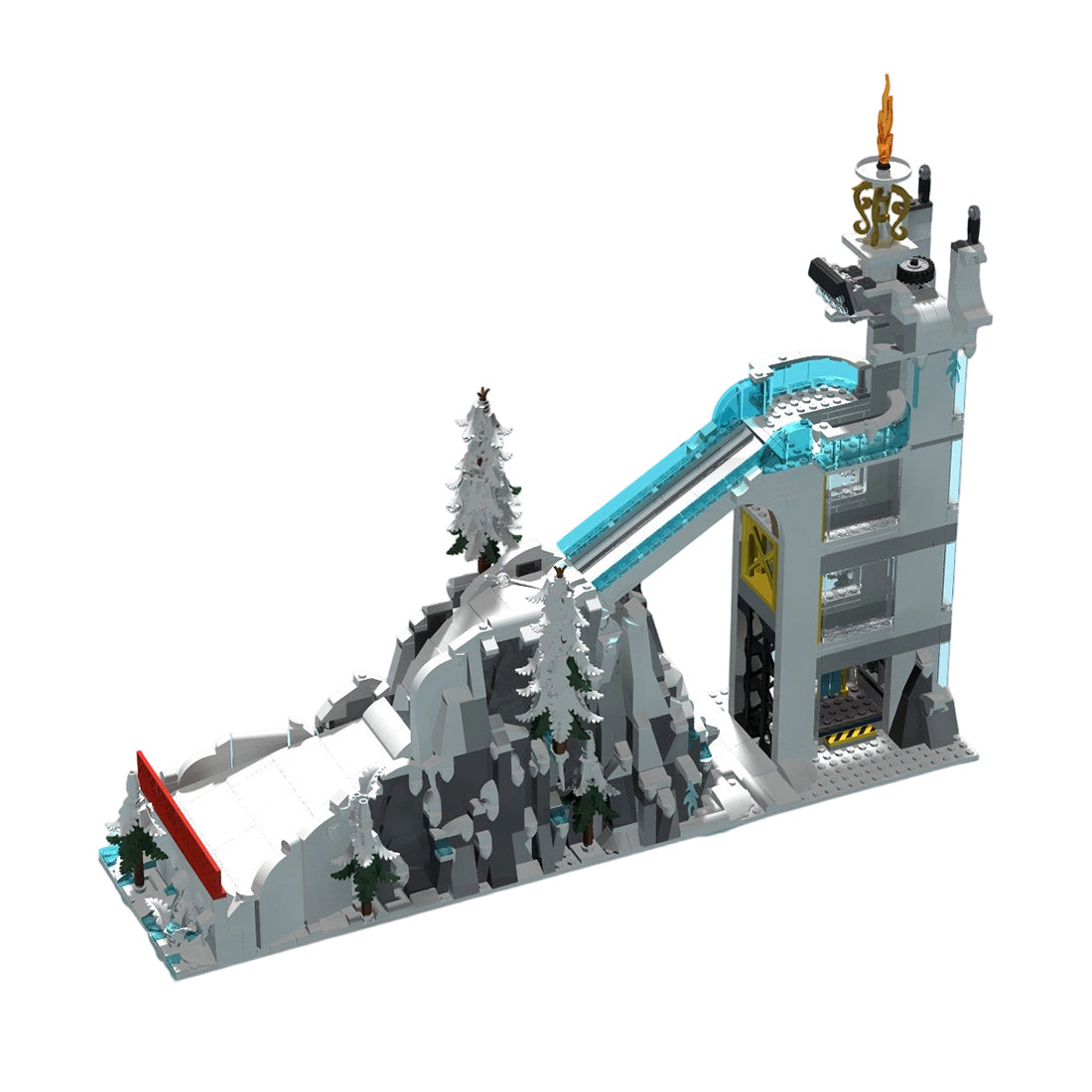 snow mountain ski jump building block set winter sports moc display model