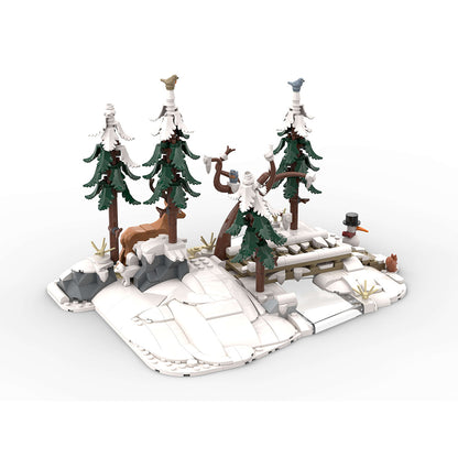snowy winter scene building blocks