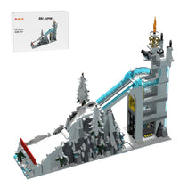 winter mountain ski jump building blocks set snowy landscape winter sports scene
