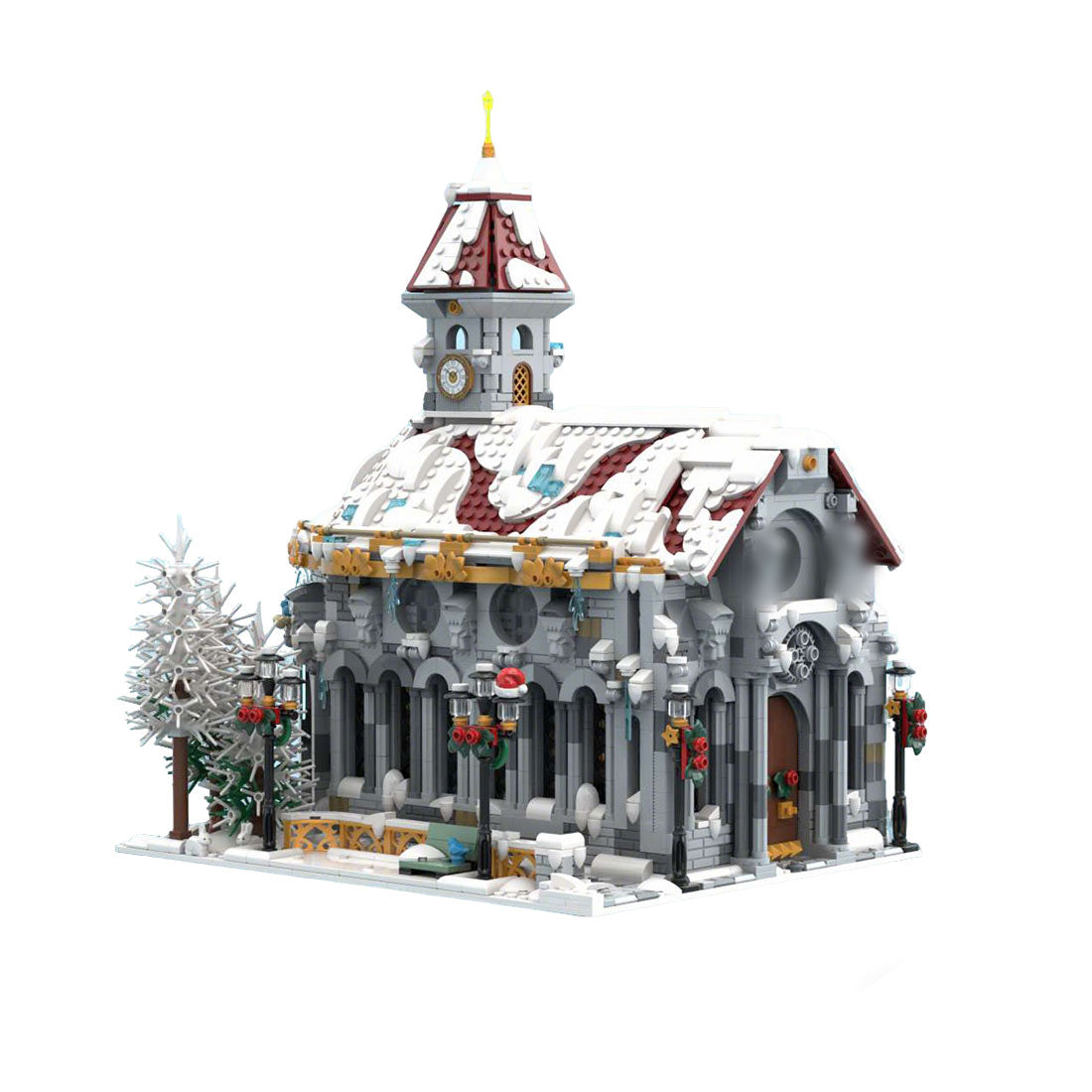 winter village cathedral building blocks set snowy christmas church architecture