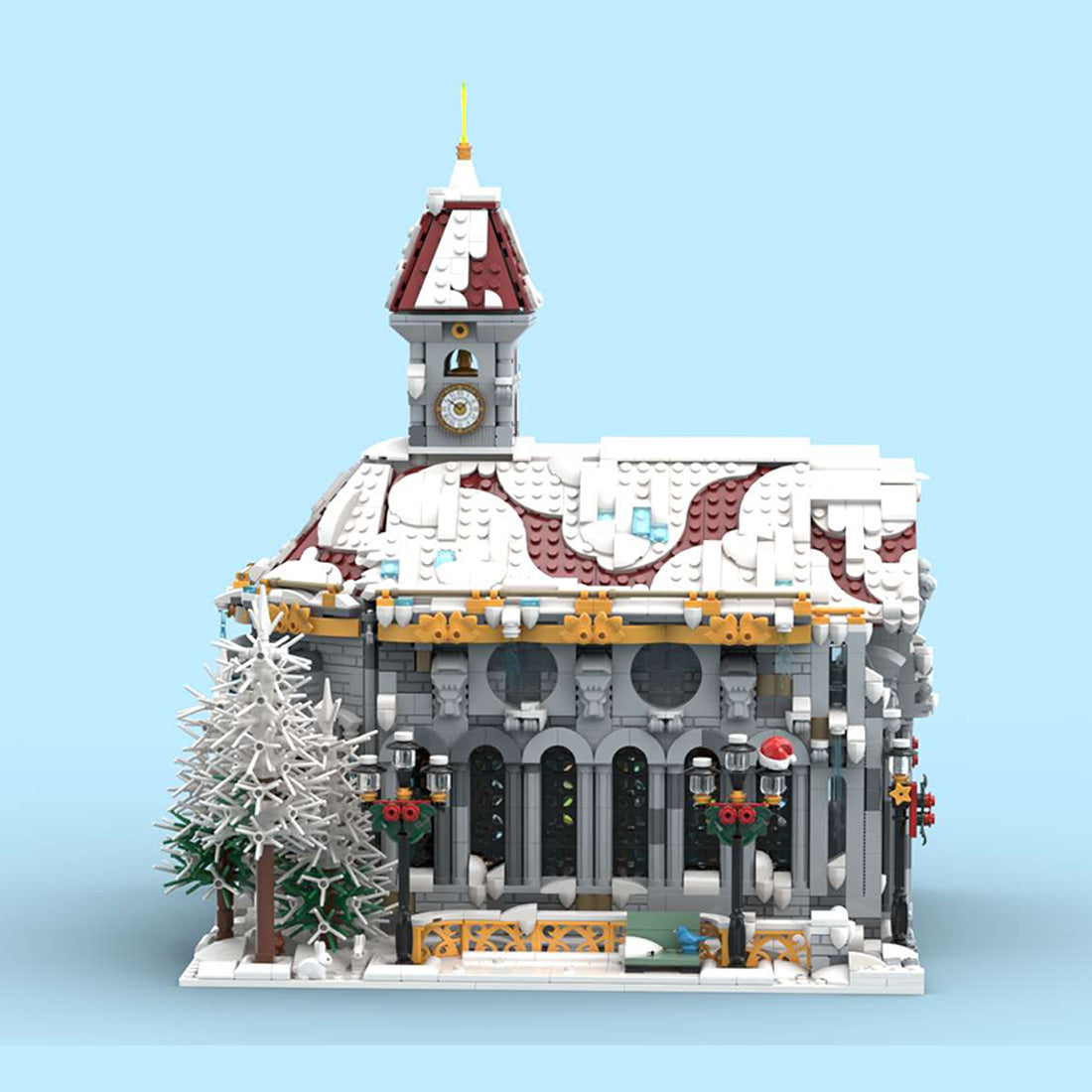 winter village church building set detailed architecture christmas display model