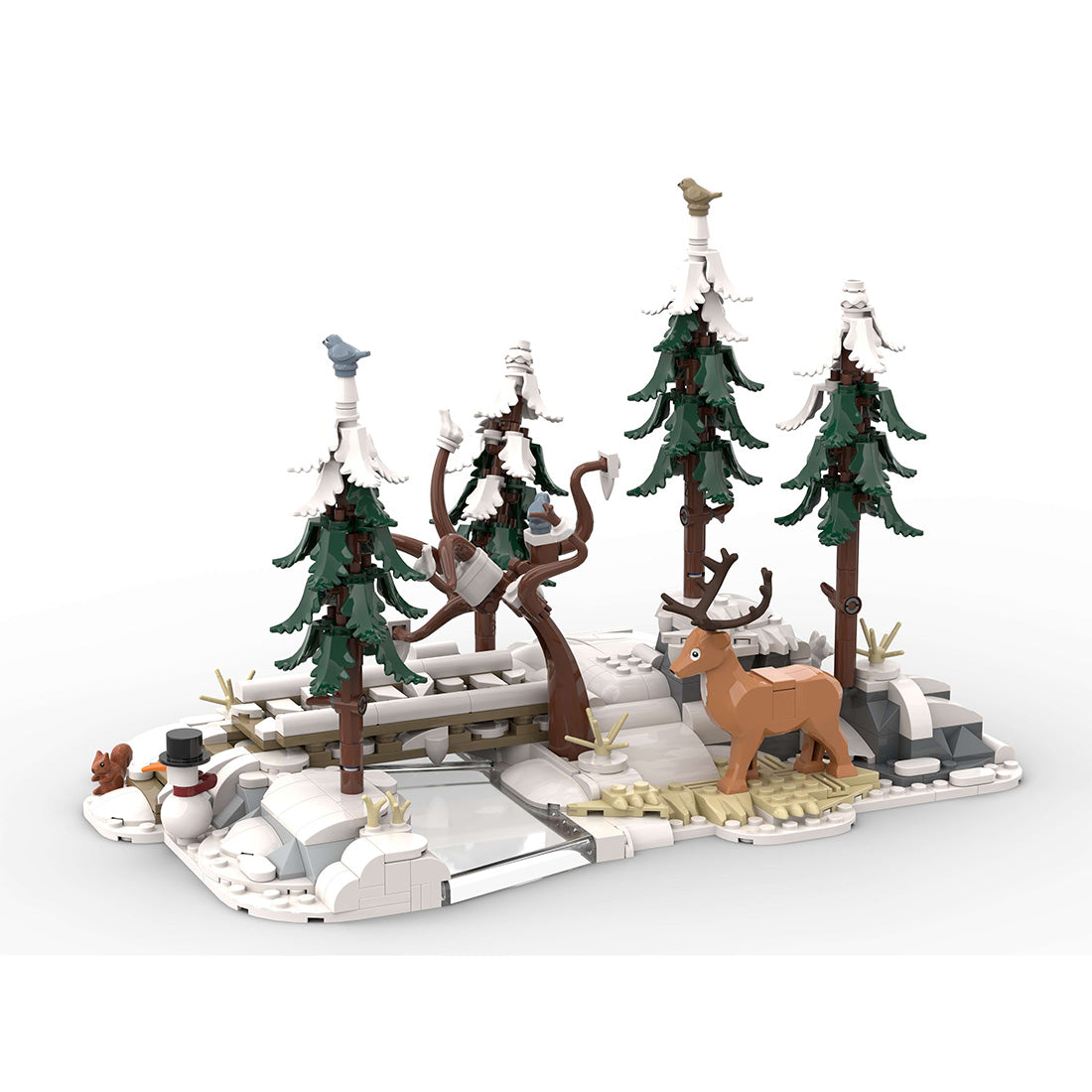 winter village scene with snowmen and winter activities